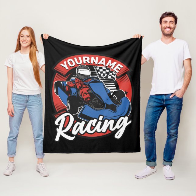 Personalised Go Kart Extreme Racing Karting Race  Fleece Blanket (In Situ)