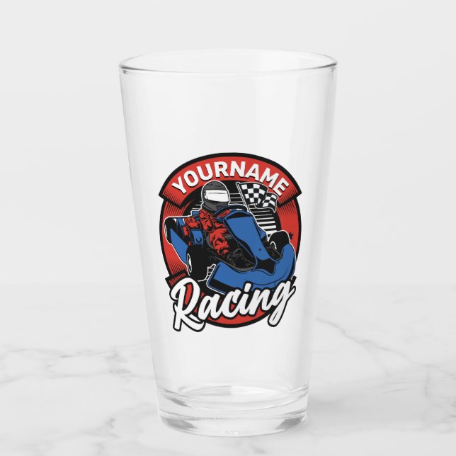 Personalised Go Kart Extreme Racing Karting Race  Glass (Front)