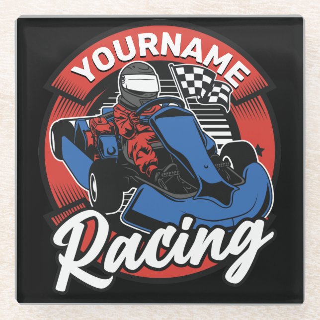 Personalised Go Kart Extreme Racing Karting Race  Glass Coaster (Front)