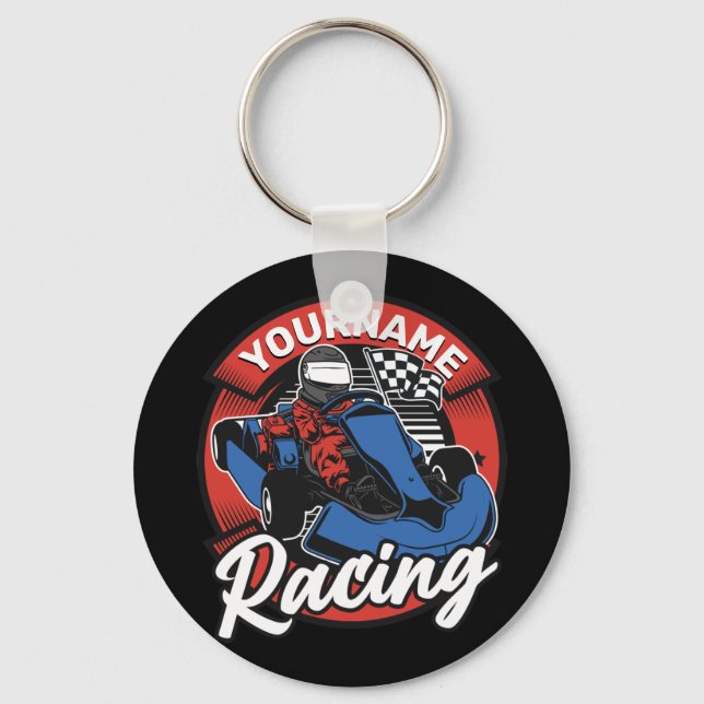 Personalised Go Kart Extreme Racing Karting Race Key Ring (Front)