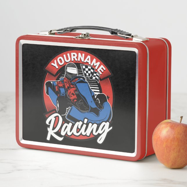 Personalised Go Kart Extreme Racing Karting Race  Metal Lunch Box (In Situ)