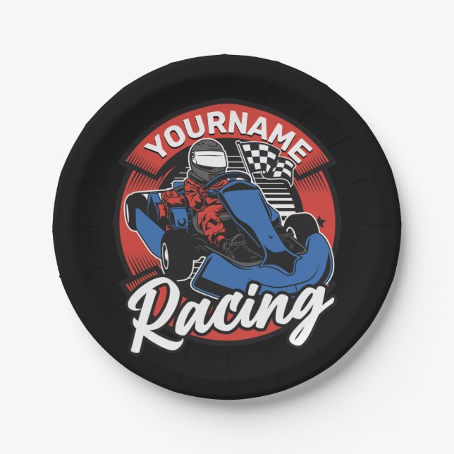 Personalised Go Kart Extreme Racing Karting Race Paper Plate (Front)