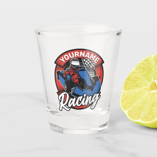 Personalised Go Kart Extreme Racing Karting Race Shot Glass (Front)