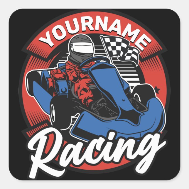 Personalised Go Kart Extreme Racing Karting Race  Square Sticker (Front)