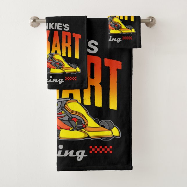 Personalised Go Kart Racing Motorsport Karting  Bath Towel Set (Insitu)
