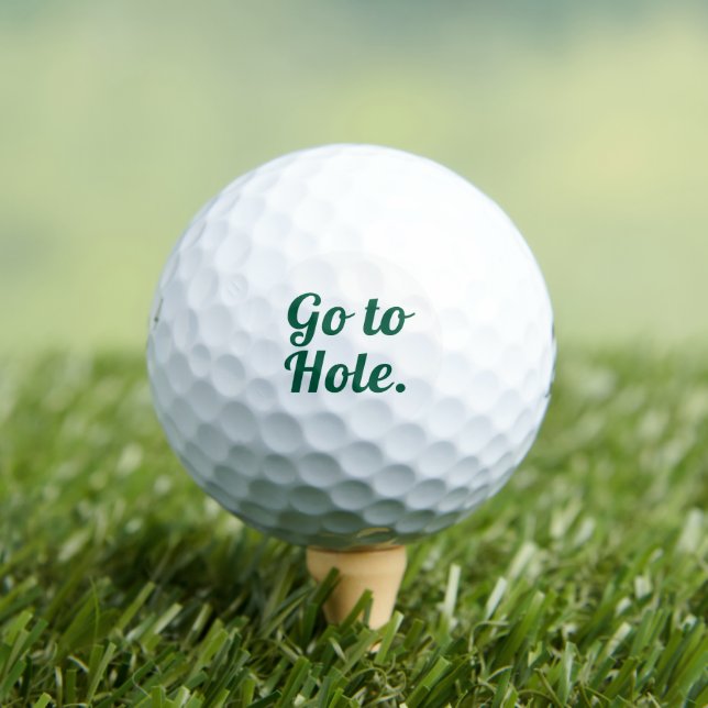 Personalised Go To Hole Funny Text Green Golf Balls (Insitu Tee)