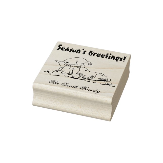 Personalised Goat Kid Christmas Holiday Family Rubber Stamp (Stamp)
