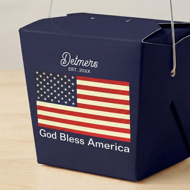 Personalised God Bless America Flag Favour Box (Pack your party with patriotism.)