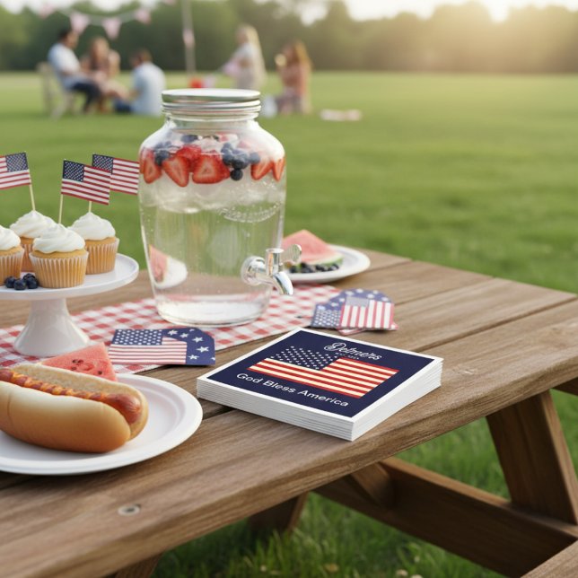 Personalised God Bless America Flag  Napkin (Personalized God Bless America Flag Napkins)