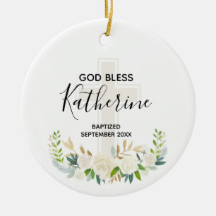 Personalised God Bless Girl Christening Ornament