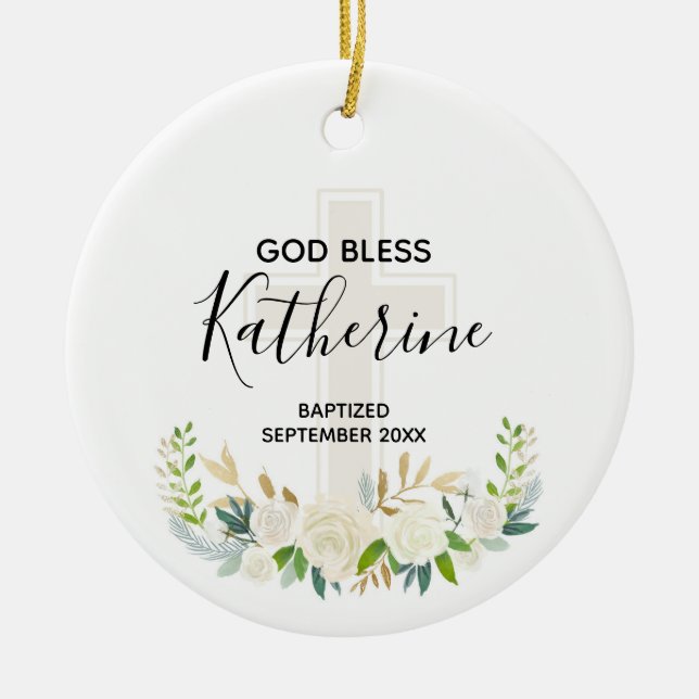 Personalised God Bless Girl Christening Ornament (Front)
