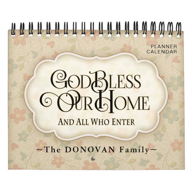 Personalised God Bless Home Family Gift Planner Calendar (Cover)