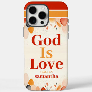 Personalised God Is Love Boho Christian iPhone 16 Pro Max Case