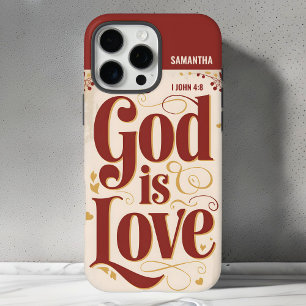 Personalised God Is Love Vintage Christian iPhone 16 Pro Max Case