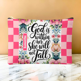 Personalised God is Within Her Christian Women Accessory Pouch