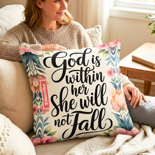 Personalised God is Within Her Christian Women Cushion