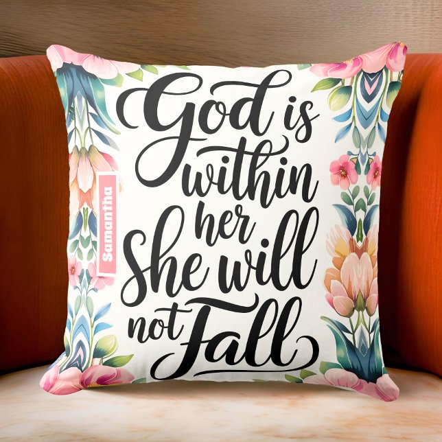 Personalised God is Within Her Christian Women Cushion (Creator Uploaded)