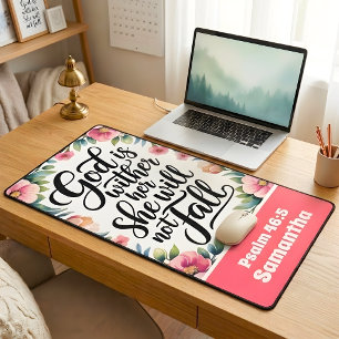 Personalised God is Within Her Christian Women Desk Mat
