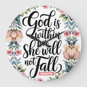 Personalised God is Within Her Christian Women Large Clock
