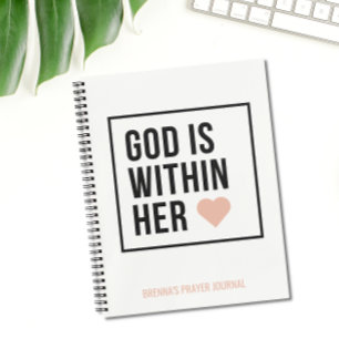 Personalised God Is Within Her Heart Christian Notebook
