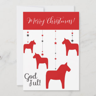 Personalised God jul! Christmas Dala Horse Holiday Card