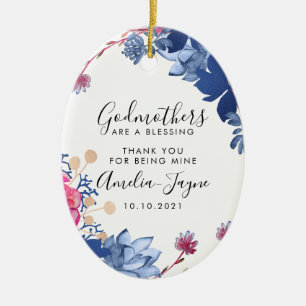 Personalised Godmother Baptism Gift Ceramic Tree Decoration