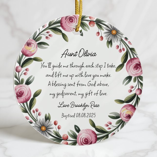 Personalised Godmother Baptism Thank You Ornament (Creator Uploaded)