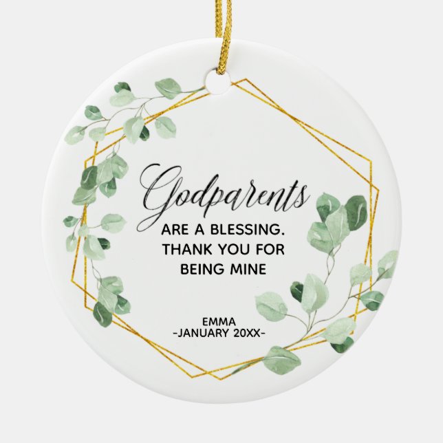 Personalised Godparents Christmas ornament (Front)