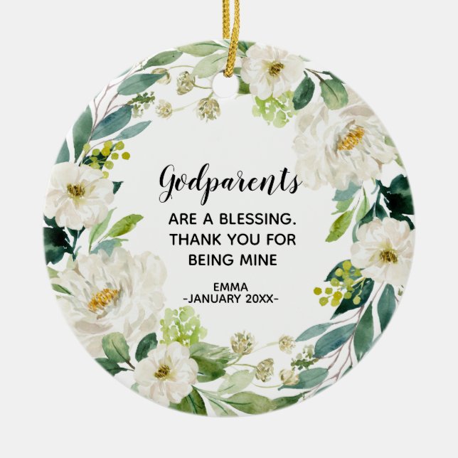 Personalised Godparents Christmas ornament (Front)