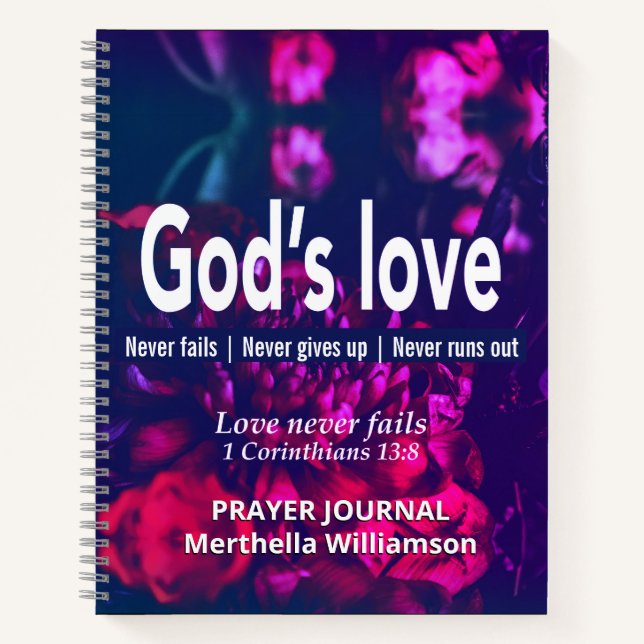 Personalised GODS LOVE Floral Prayer Diary Notebook (Front)