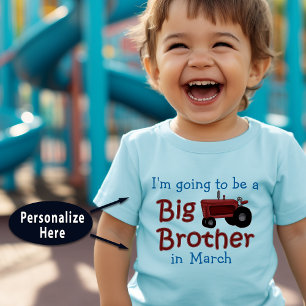 Personalised Going To Be Big Brother Red Tractor Toddler T-Shirt