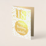 Personalised Gold 18th Birthday Card<br><div class="desc">Custom personalised 18th birthday gold card with name and gold confetti design.</div>