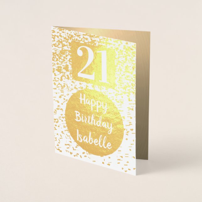 Personalised Gold 21st Birthday Card (Front)