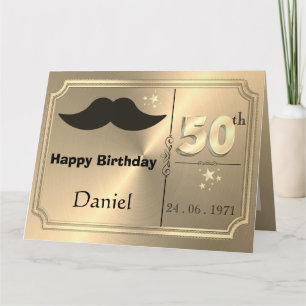 Personalised Gold 50th Birthday Card For A Man