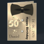 Personalised Gold 50th Birthday Card For Him<br><div class="desc">Custom personalised gold themed 50th birthday greeting card idea for him. Great idea for Dad,  husband or boyfriend.</div>