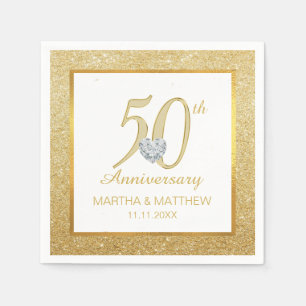 Personalised Gold 50th Wedding Anniversary Napkin