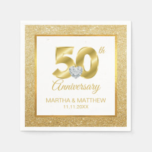 Personalised Gold 50th Wedding Anniversary Napkin