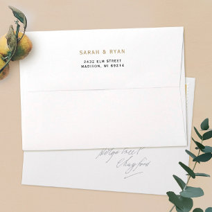Personalised Gold 5 x 7 Wedding Return Address Envelope