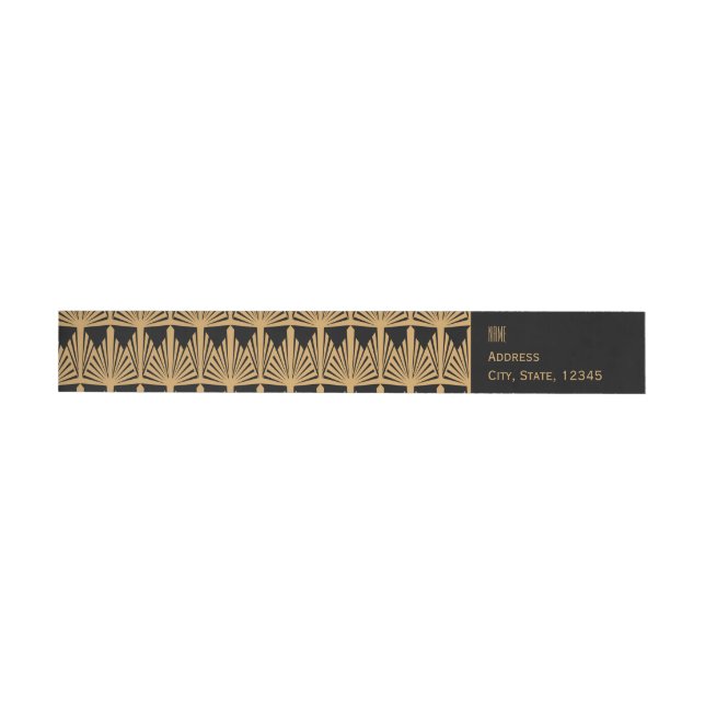 Personalised Gold and Black Art Deco Pattern Wrap Around Label (Individual)
