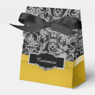 Personalised Gold and Black Damask Tent Favour Box
