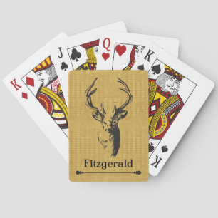 Personalised gold and black deer playing cards