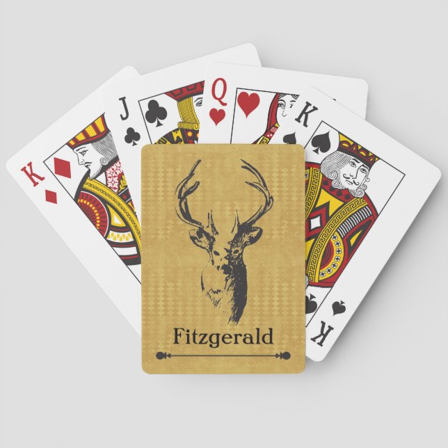 Personalised gold and black deer playing cards (Back)