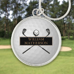 Personalised Gold and Black Golf Ball Classic Key Ring<br><div class="desc">Personalise the name to create a great golf gift and keepsake. Designed by Thisisnotme©</div>