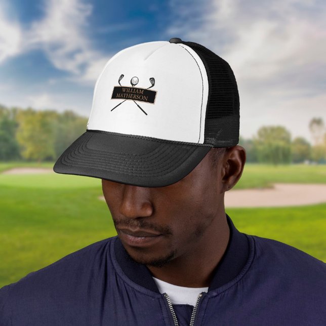 Personalised Gold and Black Golf Classic Trucker Hat (Creator Uploaded)