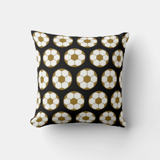 Personalised Gold-and-Black Soccer Cushion (Front)