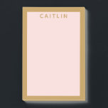 Personalised Gold and Blush Pink Post-it Notes<br><div class="desc">Treat yourself to some pretty personalised Post-It Notes or surprise that special coworker with a personalised gift. This Post-It Notes pad is in a long rectangular shape with a blush pink background inside a gold coloured frame. Matching gold text spell out a name or your own custom message. Just just...</div>