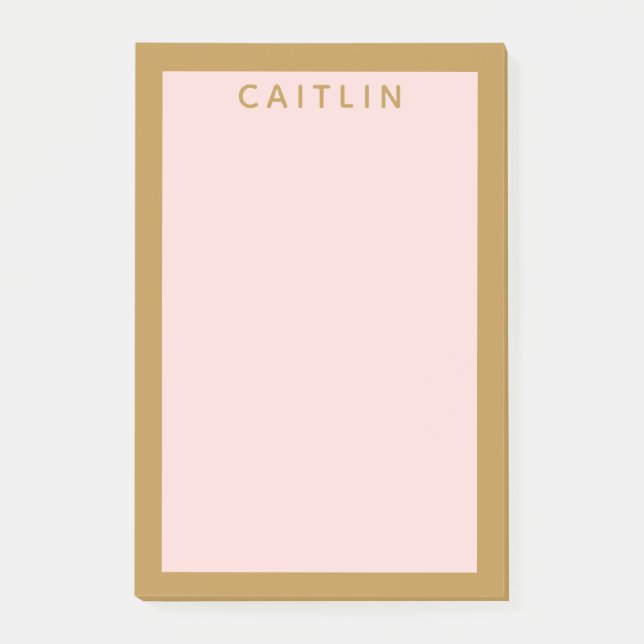 Personalised Gold and Blush Pink Post-it Notes (Front)