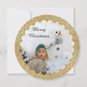 Personalised Gold and Green Merry Christmas Card