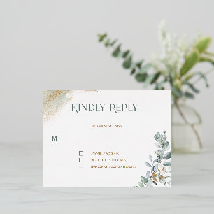 Personalised Gold and Green RSVP template