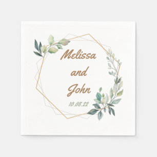 Personalised Gold and Green Wedding  Napkin